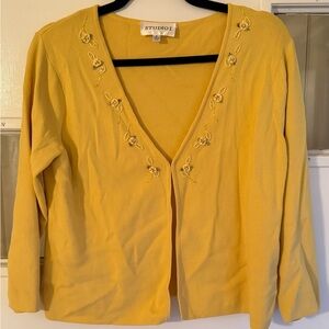 Studio I Yellow Embroidered Women's Sweater